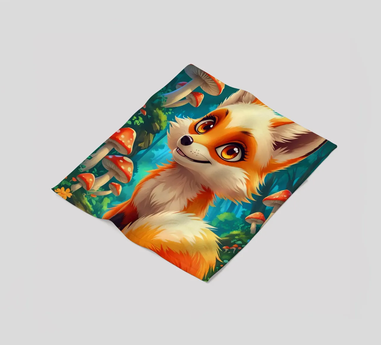 Fox in a Beautiful Forest coperta in pile da Jeff Studio