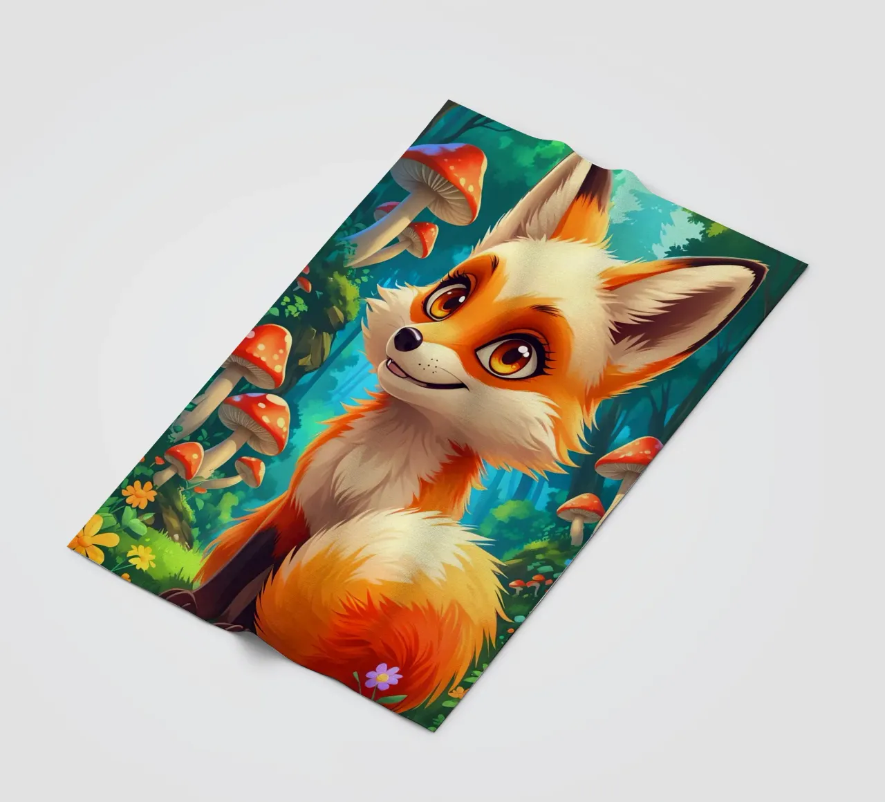 Fox in a Beautiful Forest coperta in pile da Jeff Studio