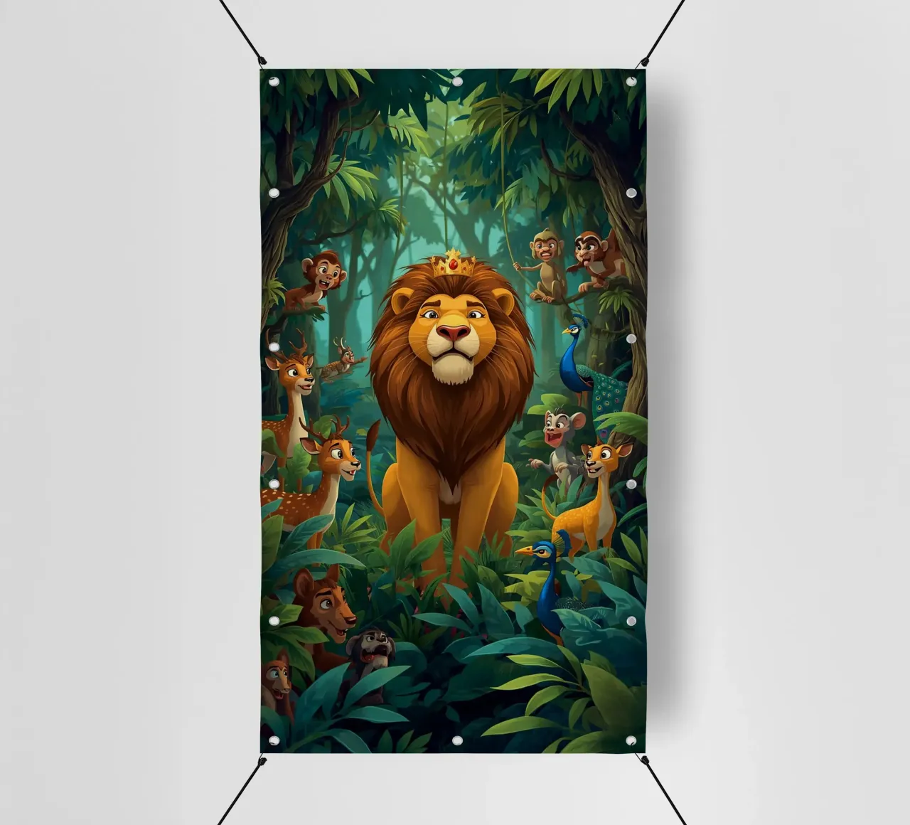 Lion in a Beautiful Forest telo in pvc da Jeff Studio