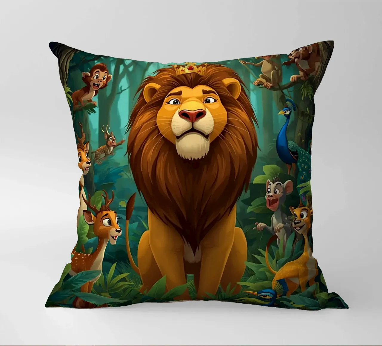 Lion in a Beautiful Forest cuscino da Jeff Studio