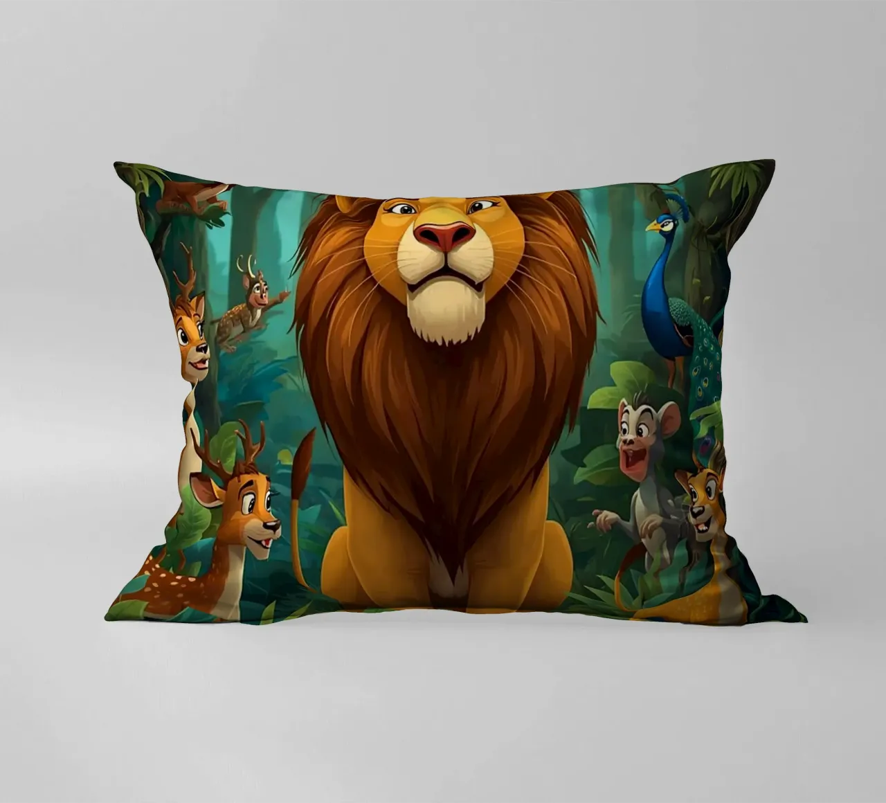 Lion in a Beautiful Forest cuscino da Jeff Studio
