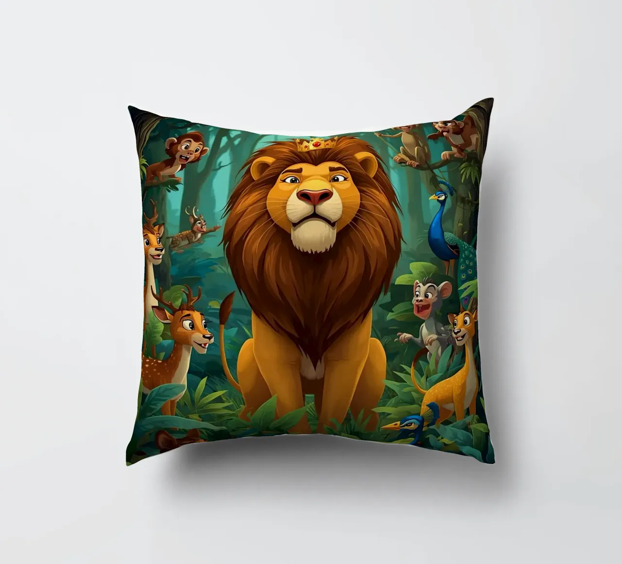 Lion in a Beautiful Forest cuscino da Jeff Studio