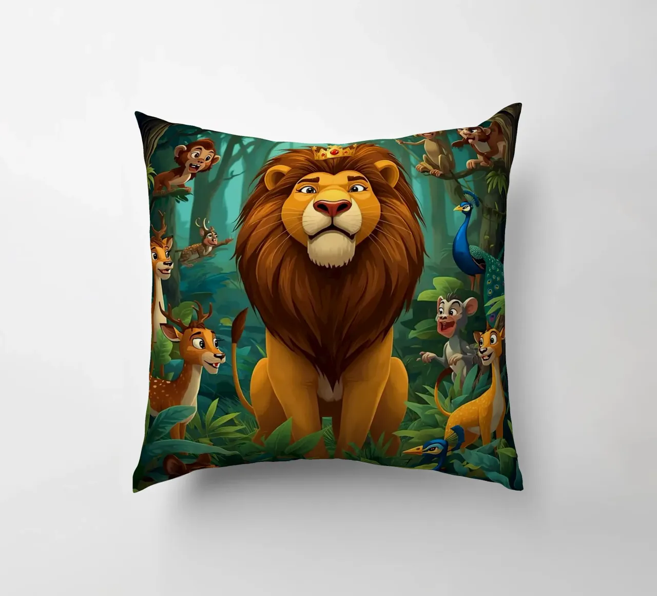 Lion in a Beautiful Forest cuscino da Jeff Studio