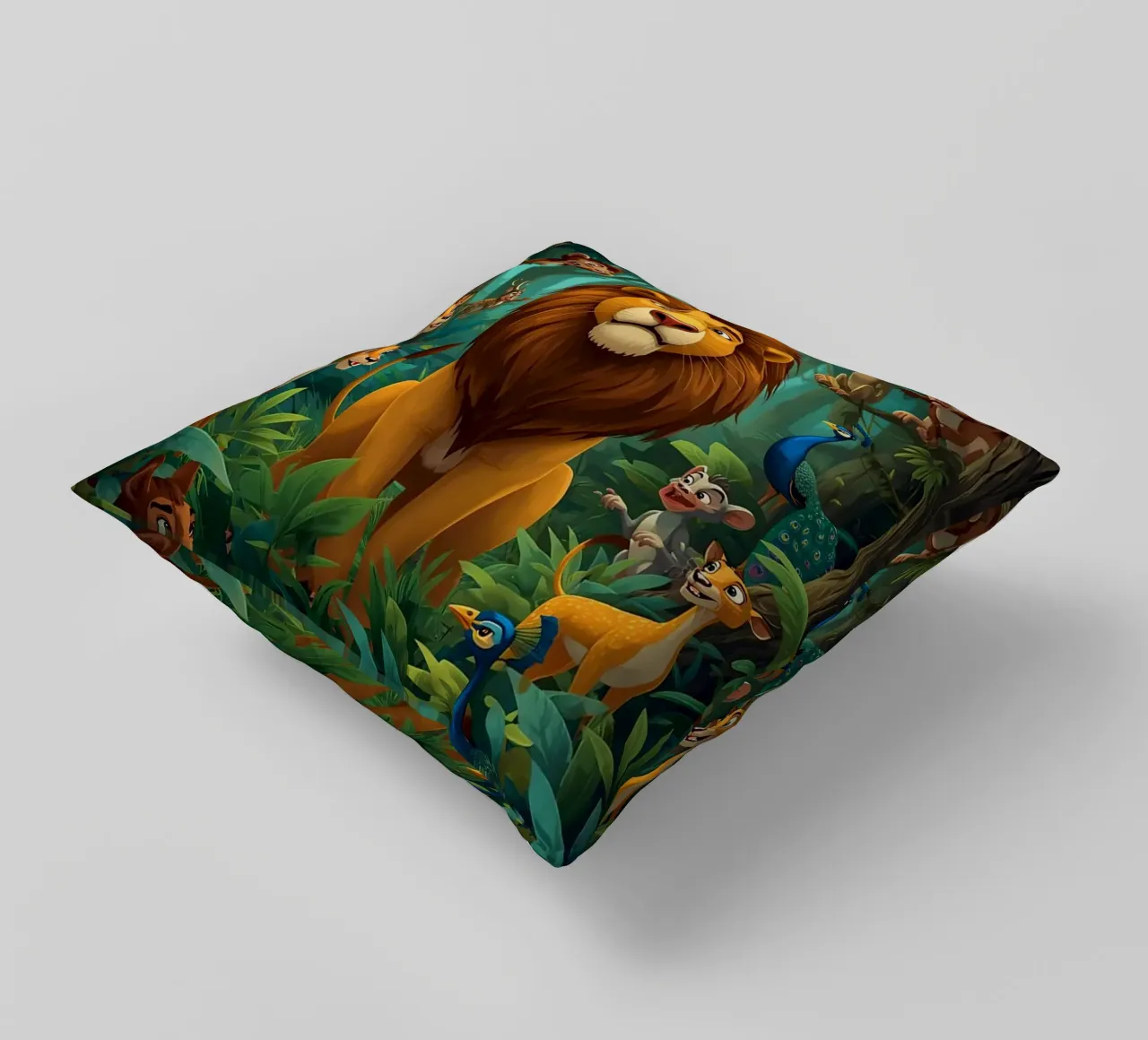 Lion in a Beautiful Forest cuscino da Jeff Studio