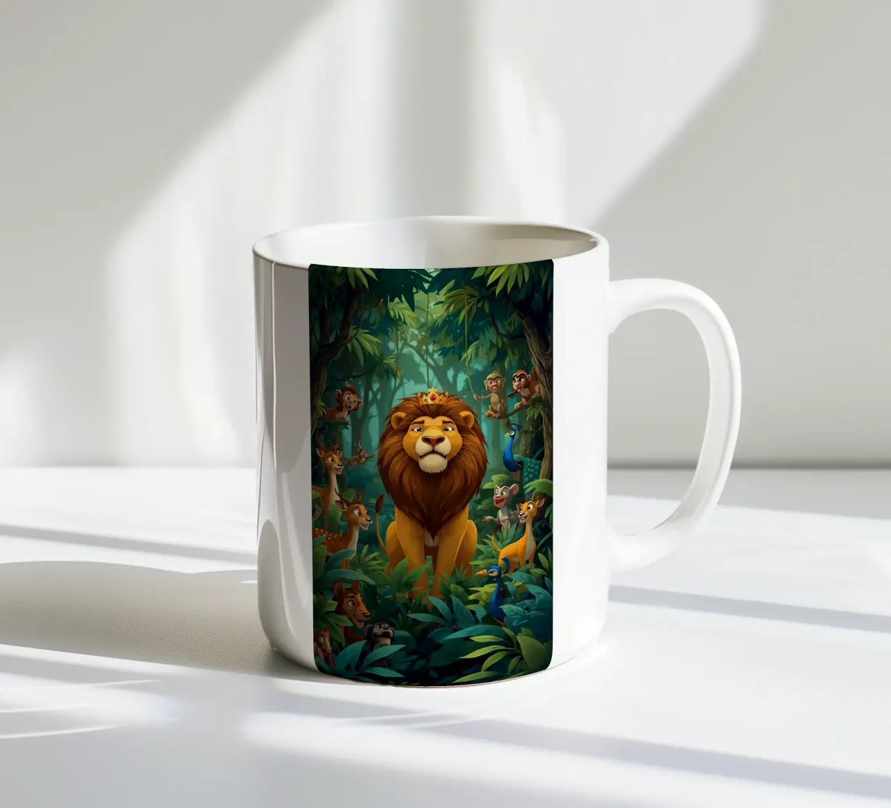 Lion in a Beautiful Forest tazza in ceramica da Jeff Studio