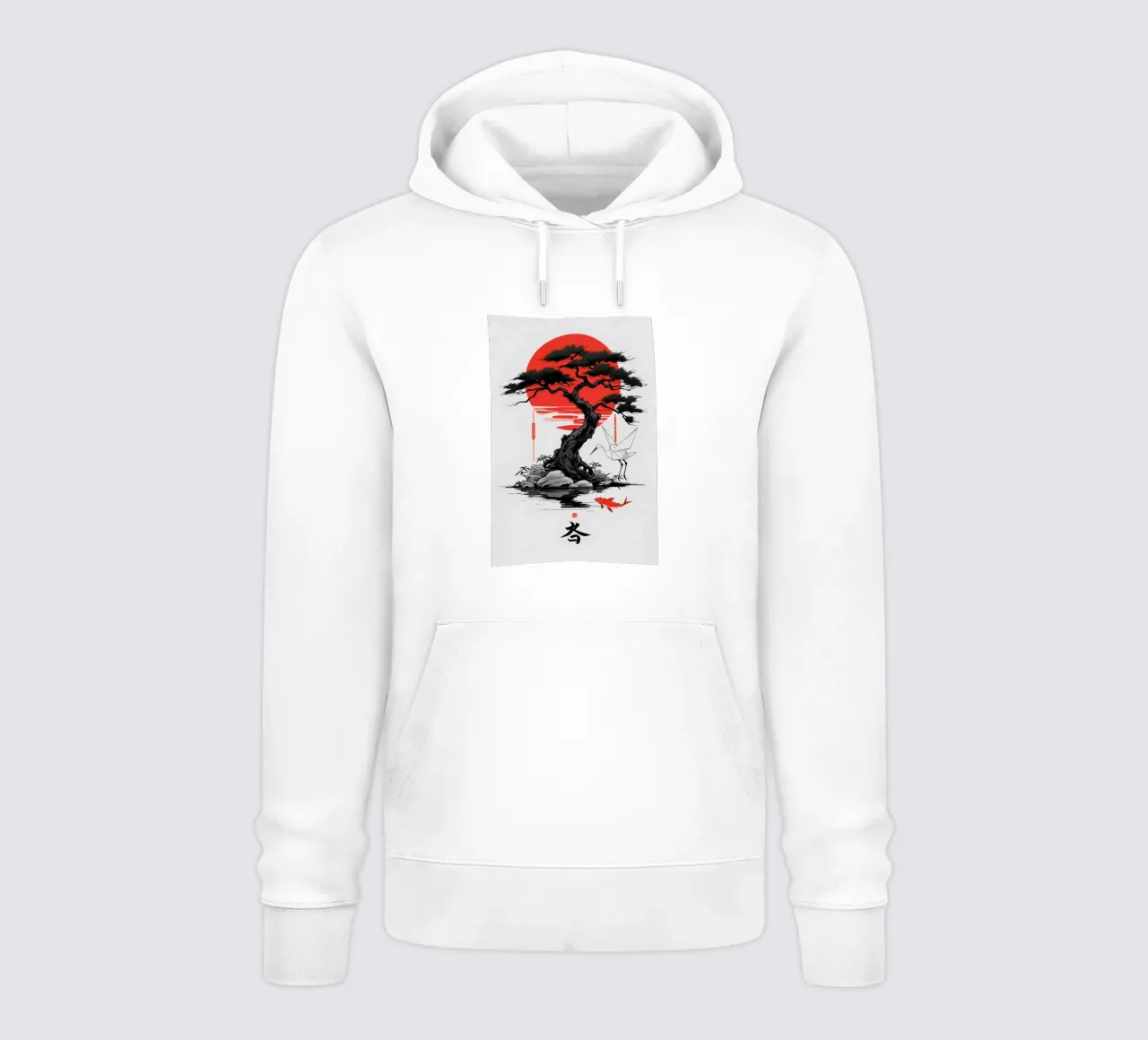 Japanese Style Crane and Tree felpa con cappuccio da Jeff Studio