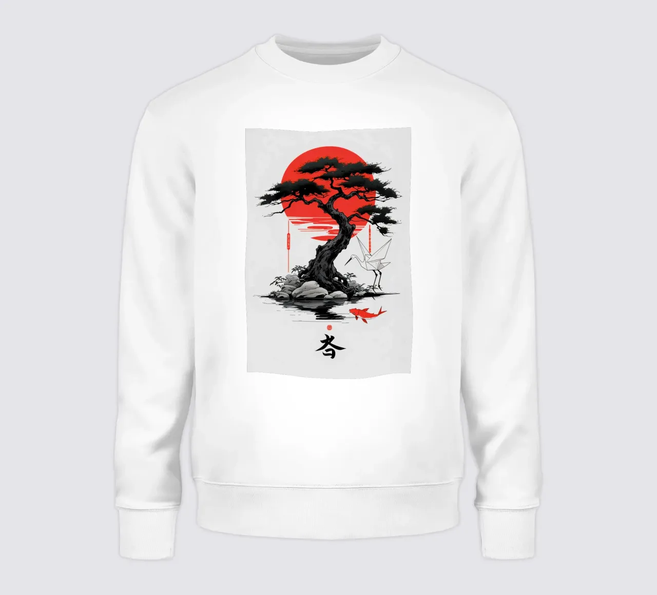 Japanese Style Crane and Tree felpa da Jeff Studio