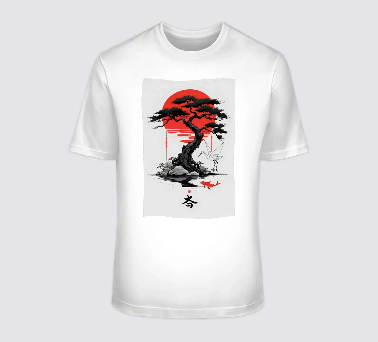 Japanese Style Crane and Tree t-shirt da Jeff Studio