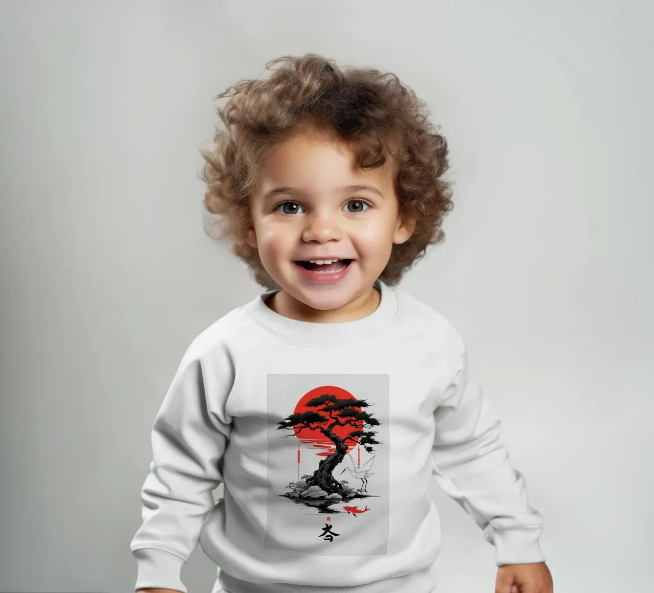Japanese Style Crane and Tree felpa neonato da Jeff Studio