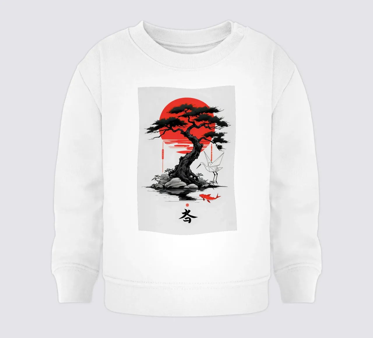 Japanese Style Crane and Tree felpa neonato da Jeff Studio
