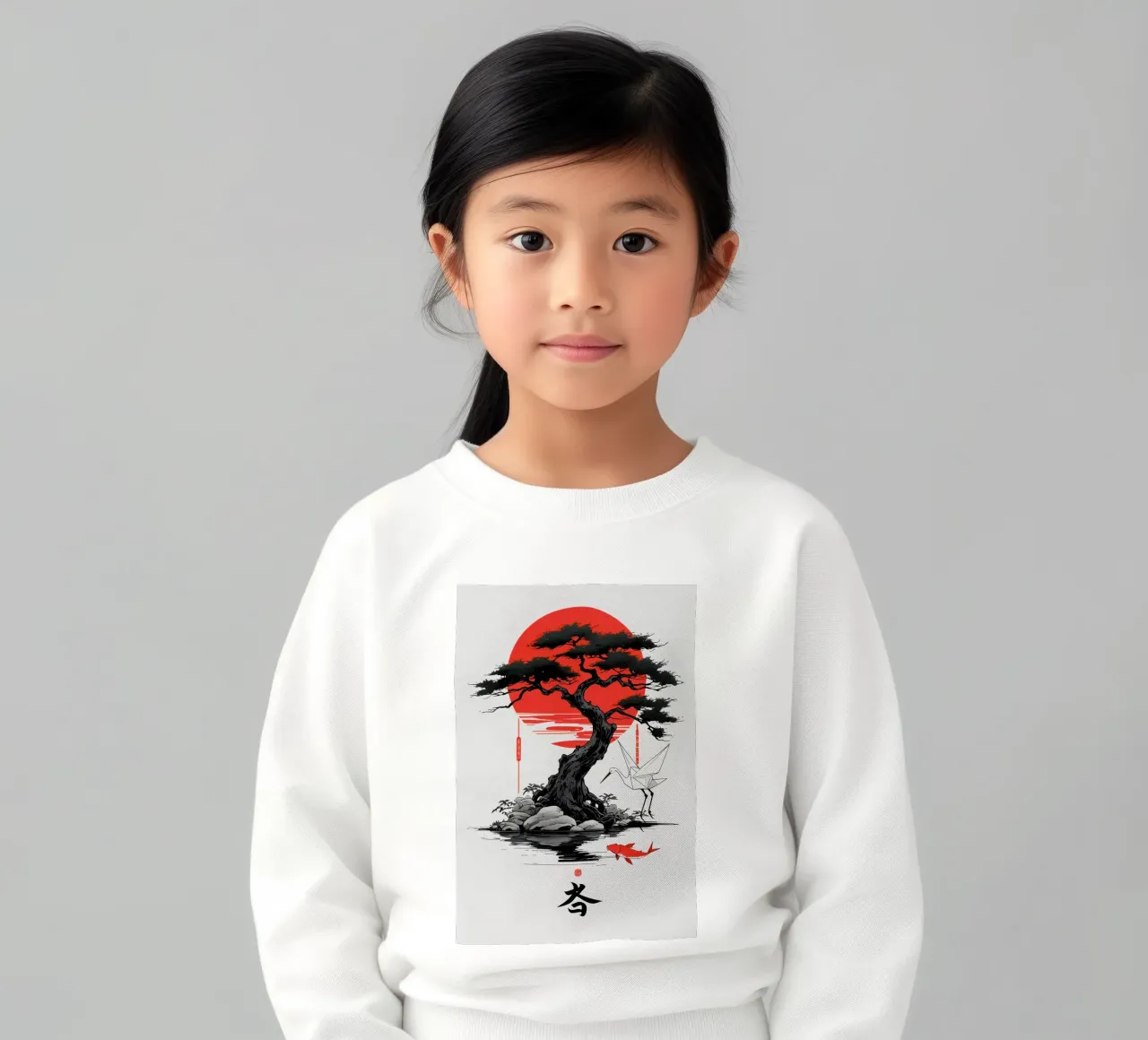 Japanese Style Crane and Tree felpa bambino da Jeff Studio