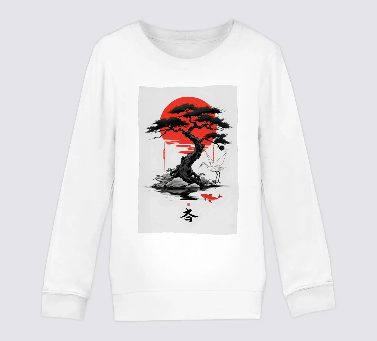 Japanese Style Crane and Tree felpa bambino da Jeff Studio