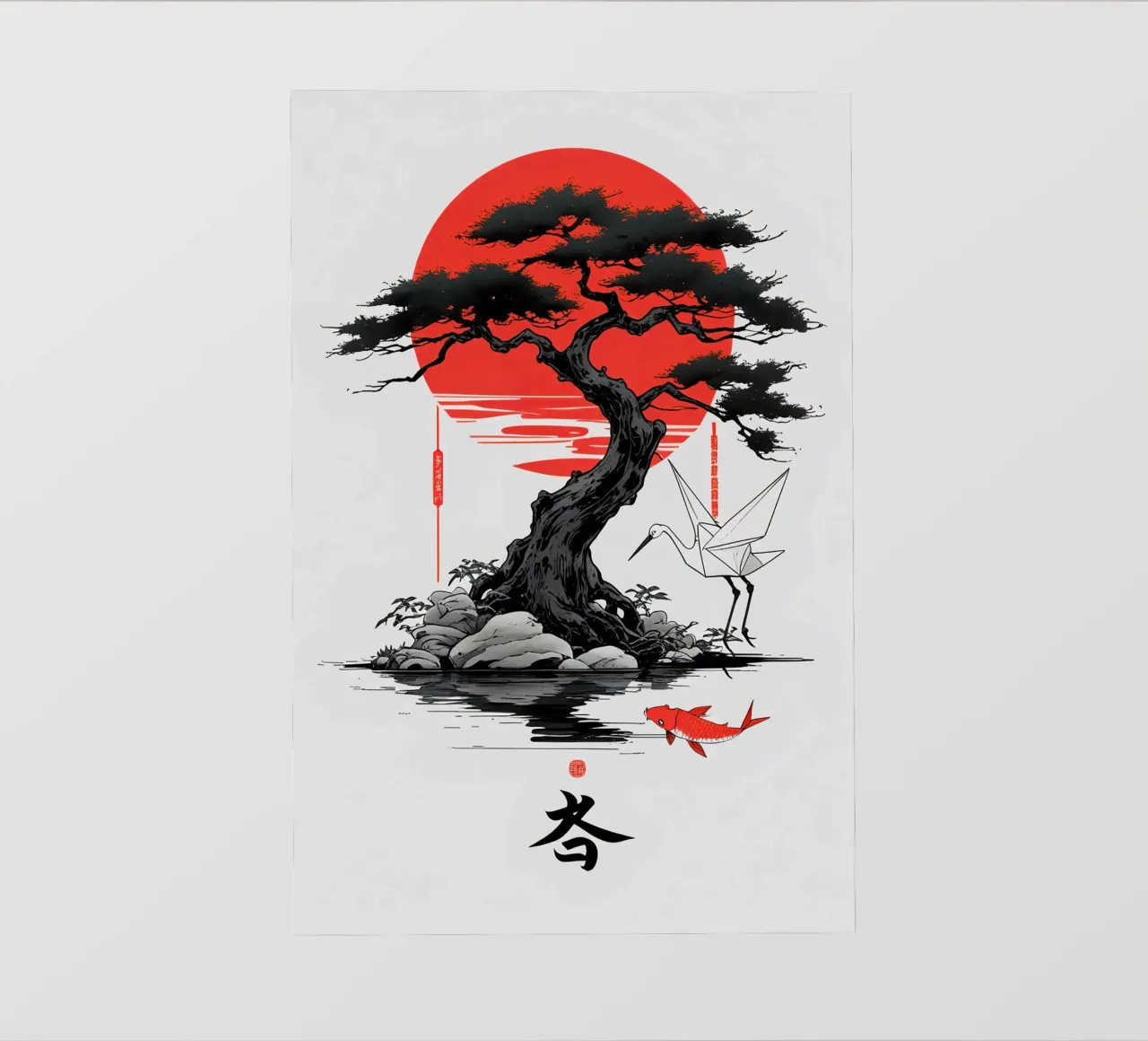 Japanese Style Crane and Tree pellicola backlit da Jeff Studio
