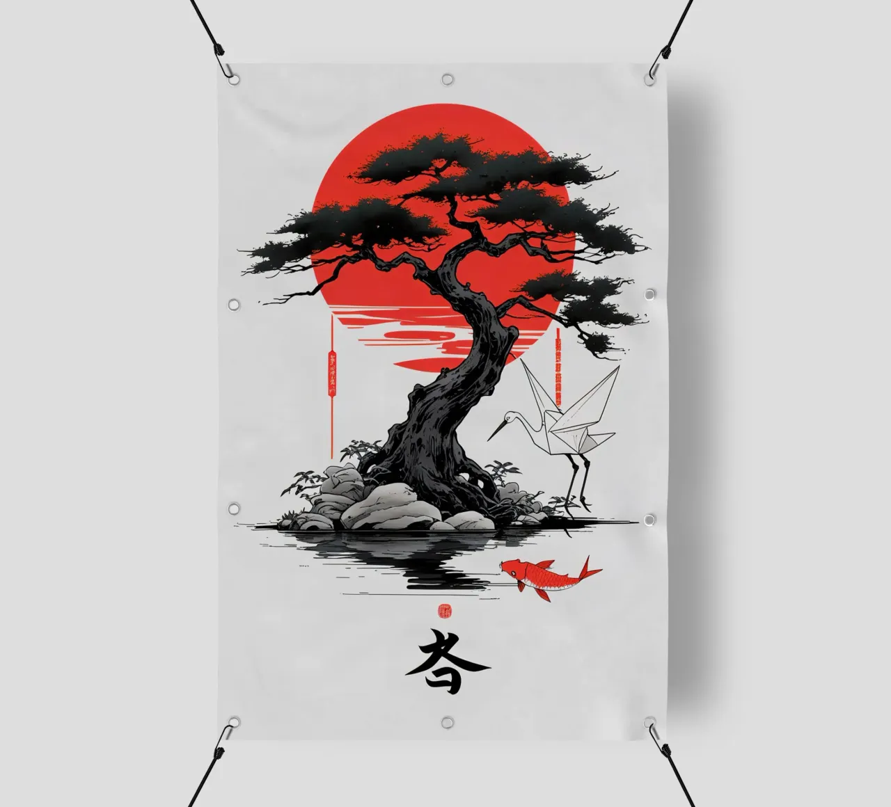 Japanese Style Crane and Tree telo in pvc da Jeff Studio