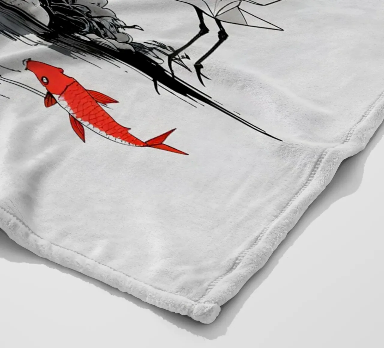 Japanese Style Crane and Tree coperta in pile da Jeff Studio