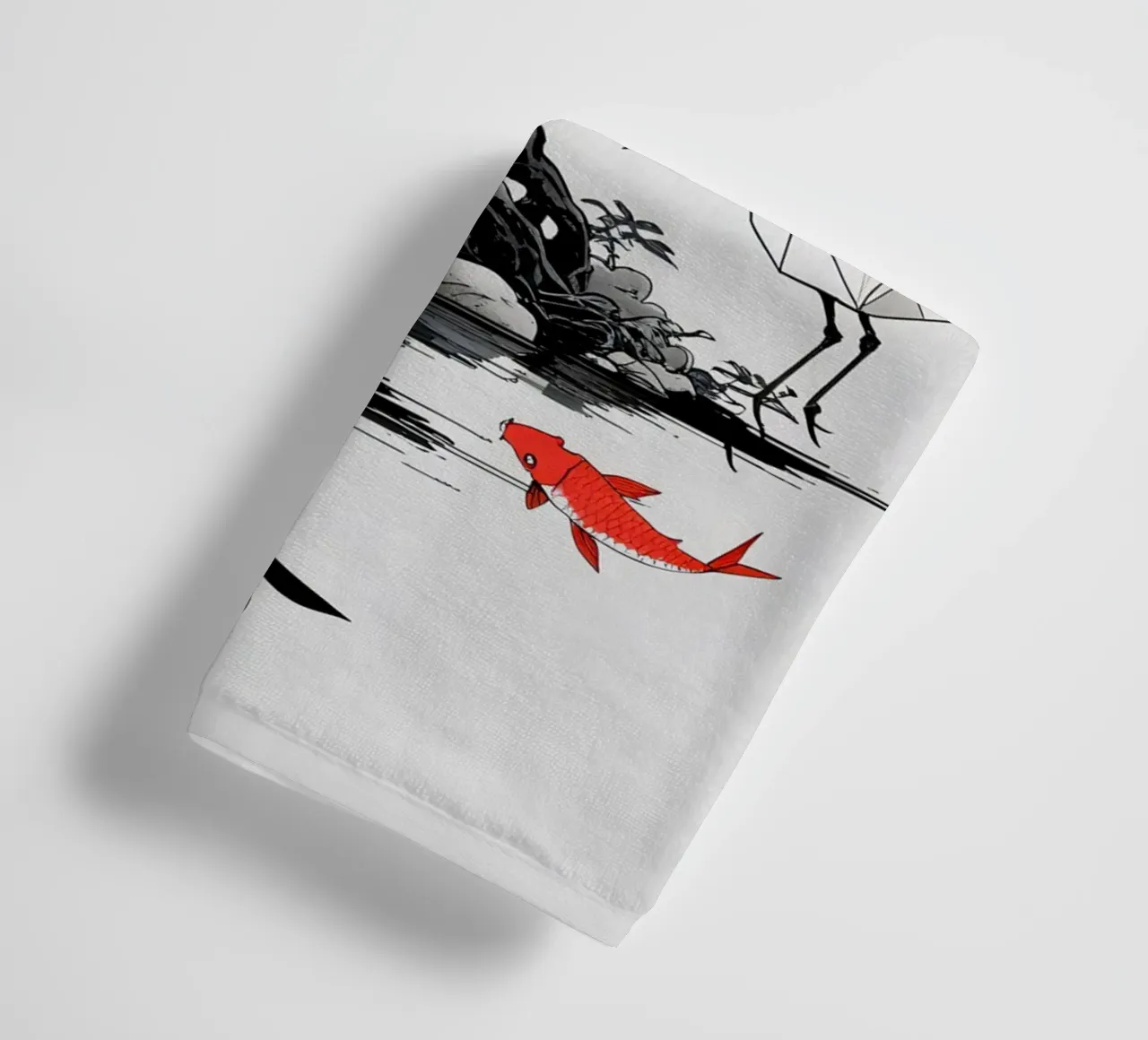 Japanese Style Crane and Tree asciugamano da bagno da Jeff Studio