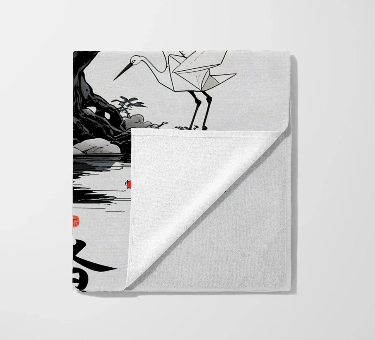 Japanese Style Crane and Tree telo mare da Jeff Studio