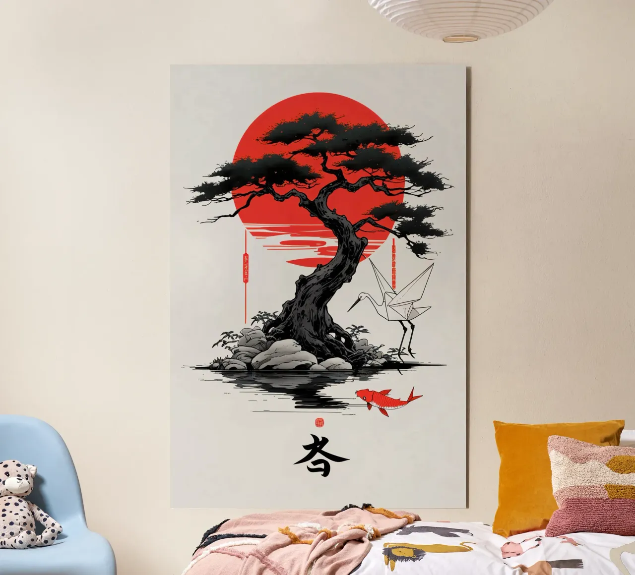 Japanese Style Crane and Tree alluminio dibond da Jeff Studio