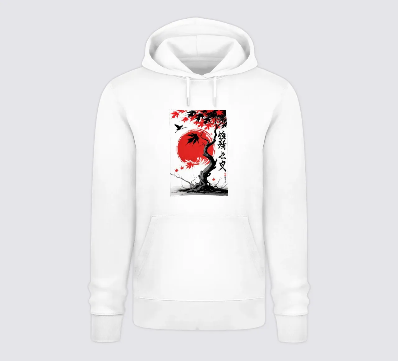 Japanese Style Crane and Tree felpa con cappuccio da Jeff Studio
