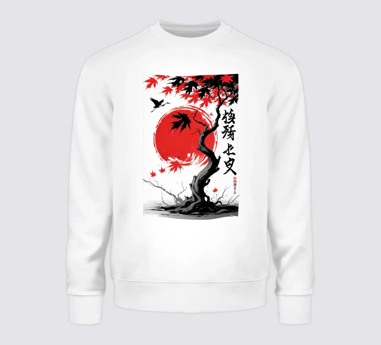 Japanese Style Crane and Tree felpa da Jeff Studio