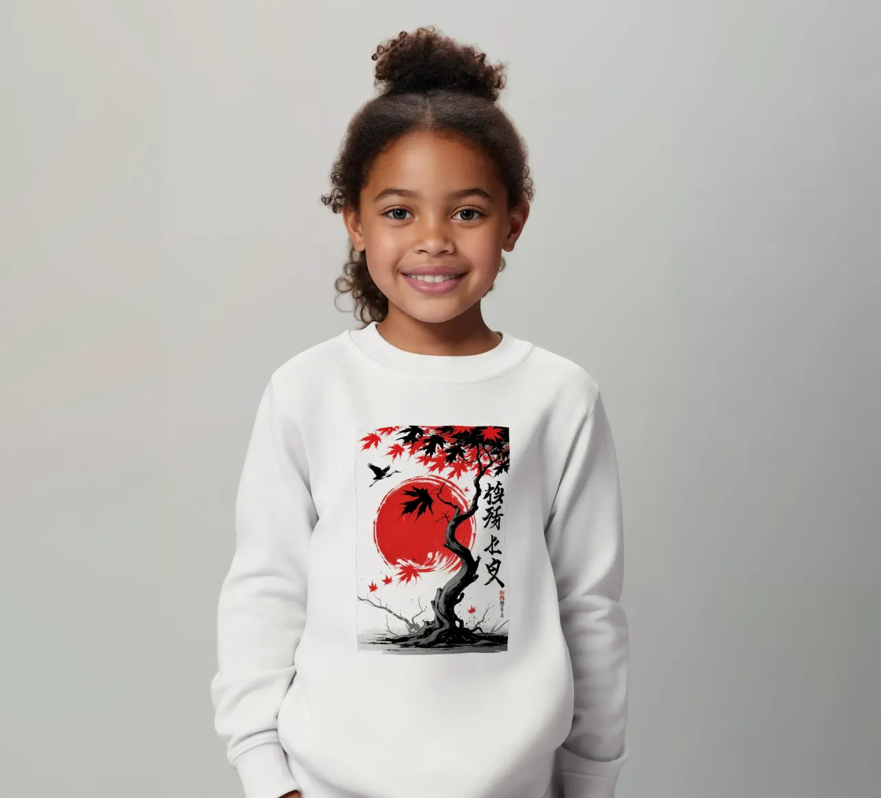 Japanese Style Crane and Tree felpa bambino da Jeff Studio