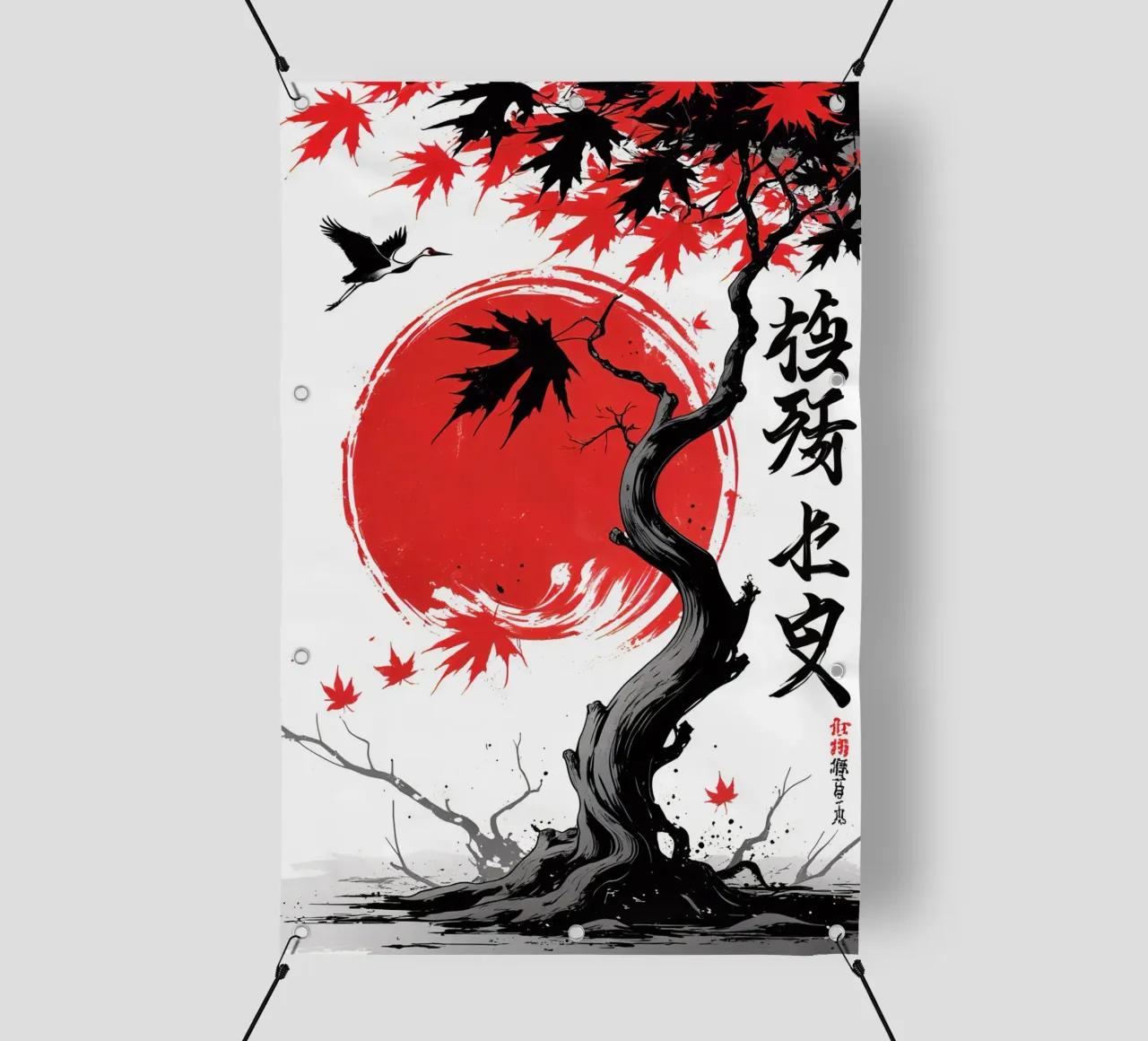 Japanese Style Crane and Tree telo in pvc da Jeff Studio