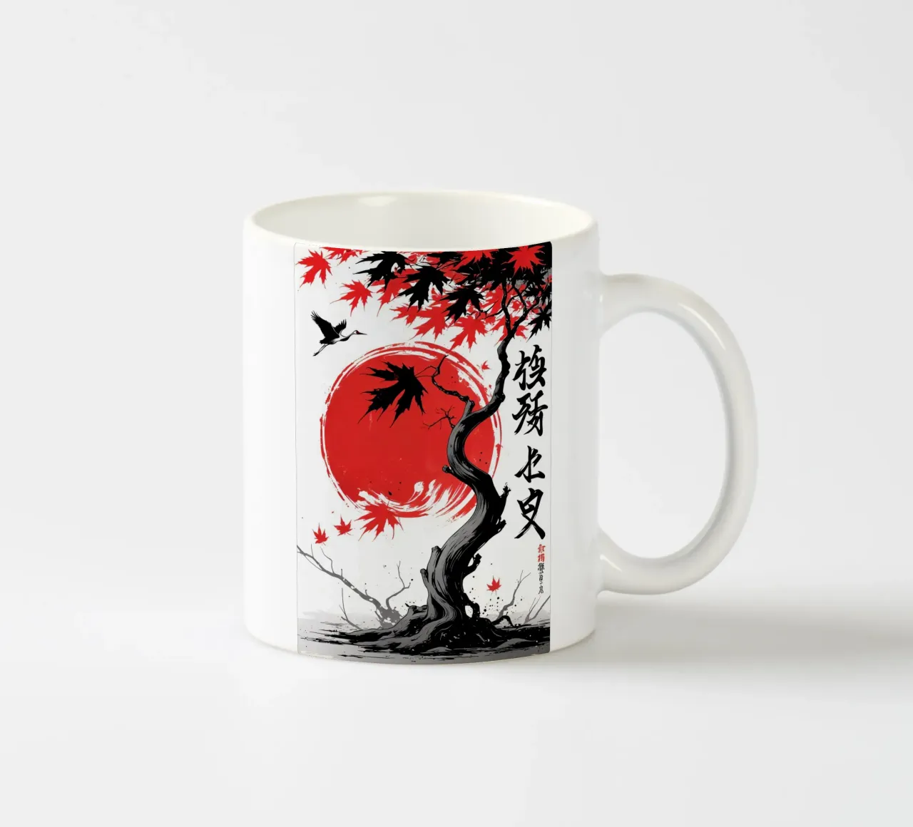 Japanese Style Crane and Tree tazza in ceramica da Jeff Studio