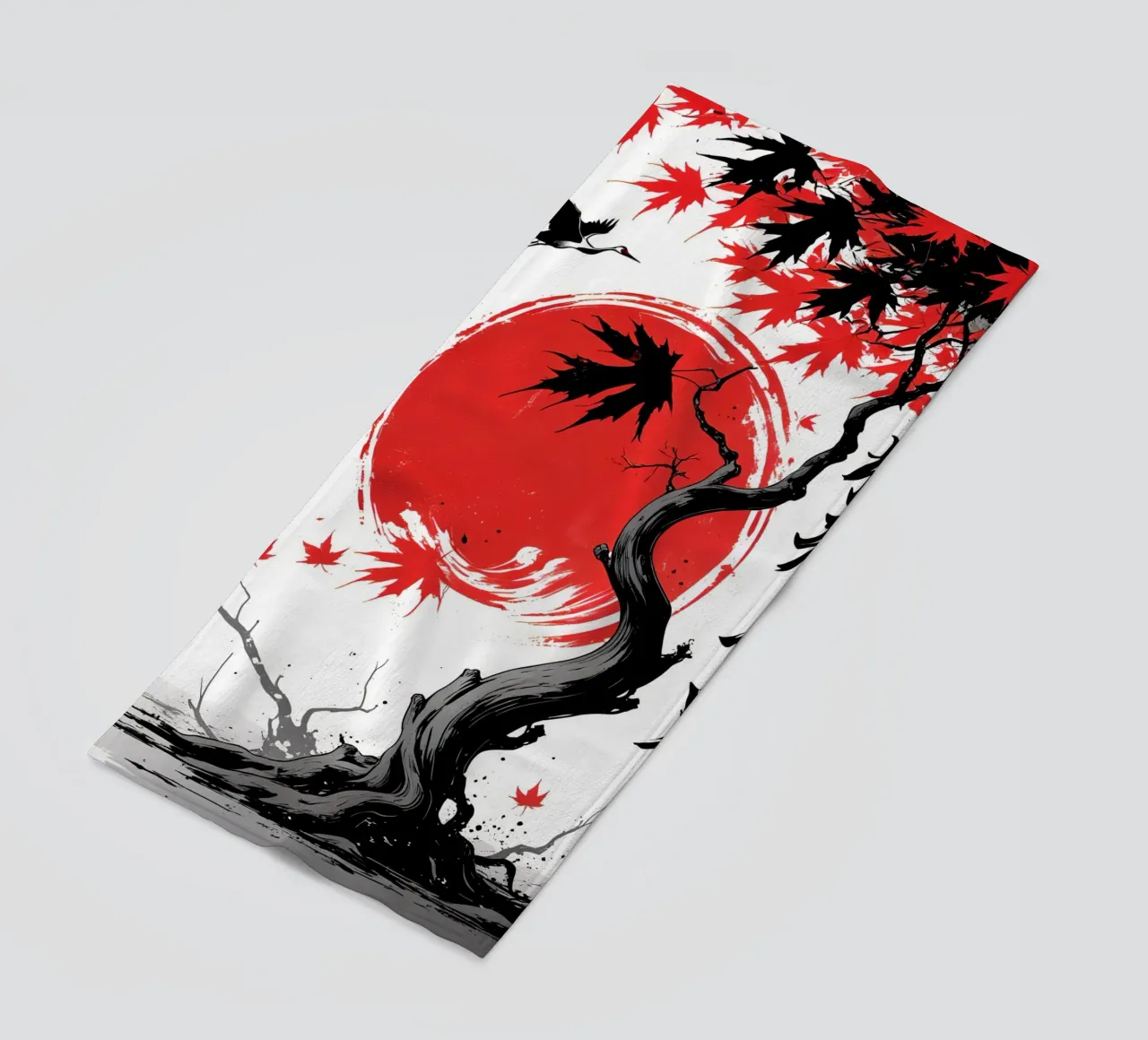 Japanese Style Crane and Tree telo mare da Jeff Studio