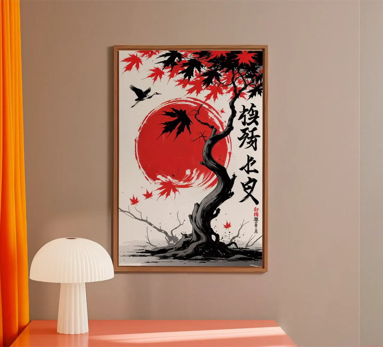 Japanese Style Crane and Tree alluminio dibond da Jeff Studio