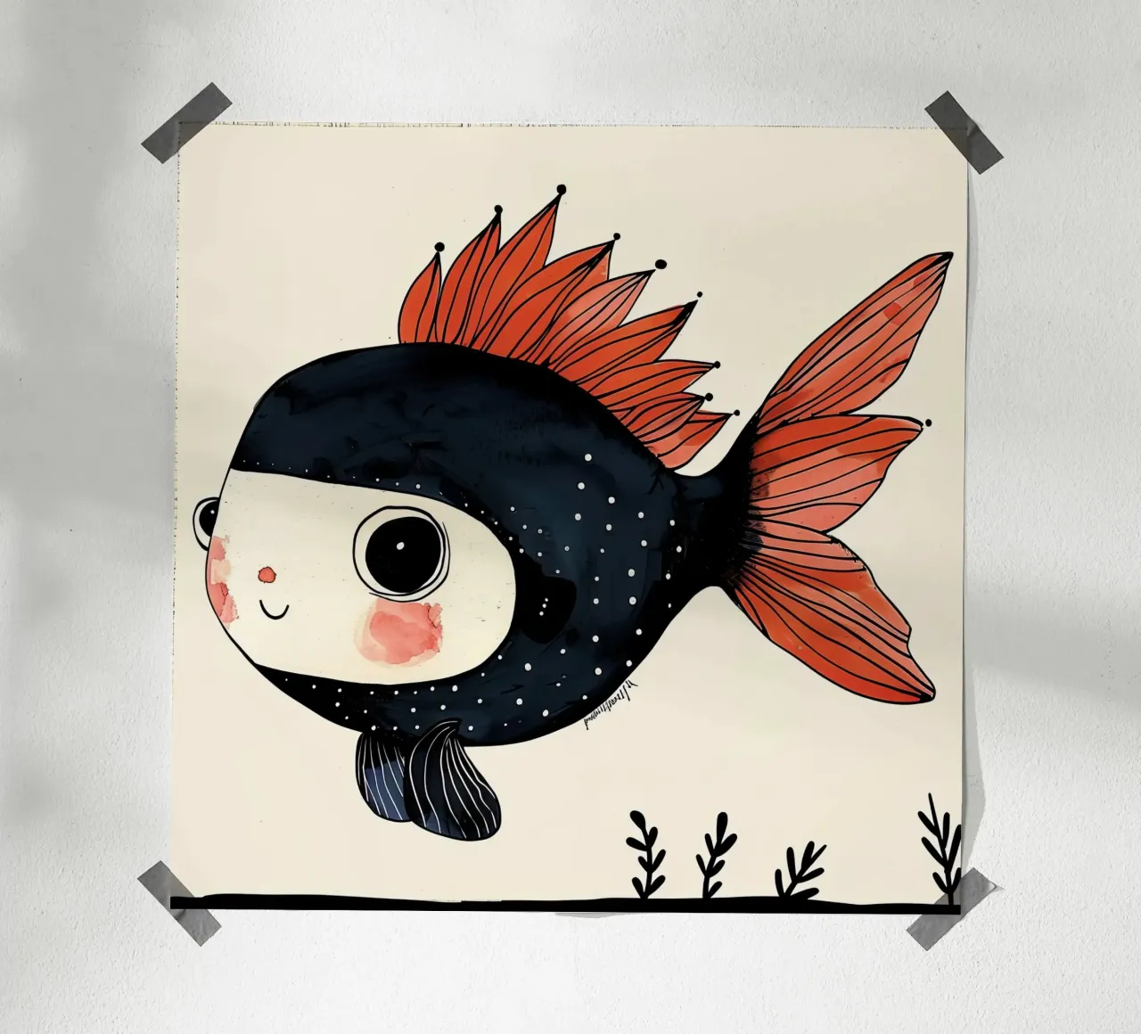 Pesce allegro poster con telaio in plastica da DaarbyN