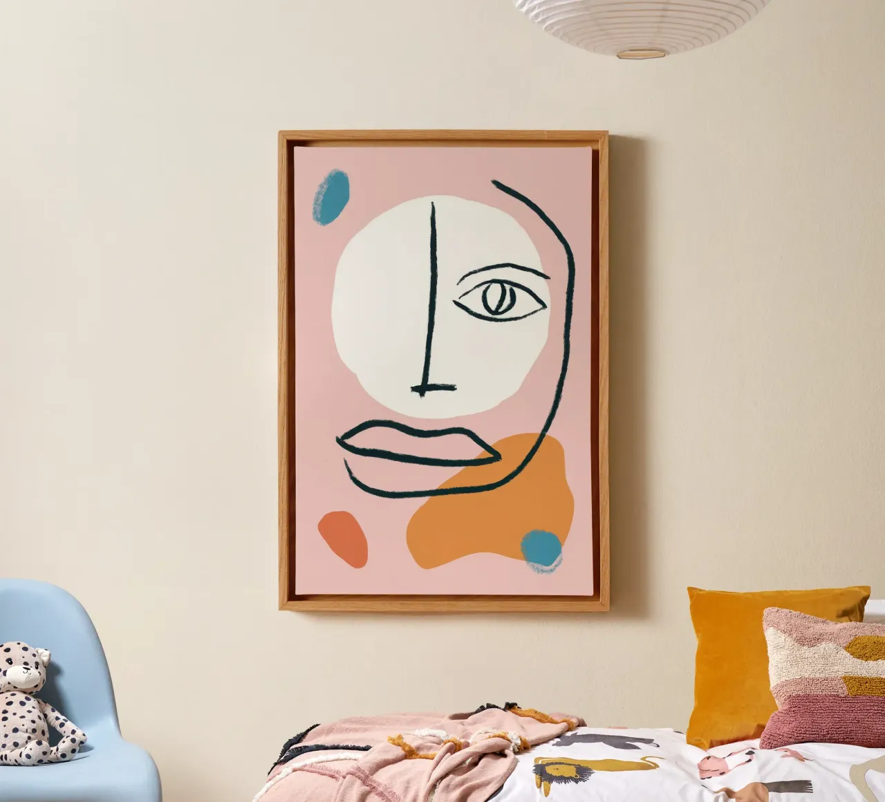 Contemplative Line Face Leinwand mit Schattenfugenrahmen von Luna Aura