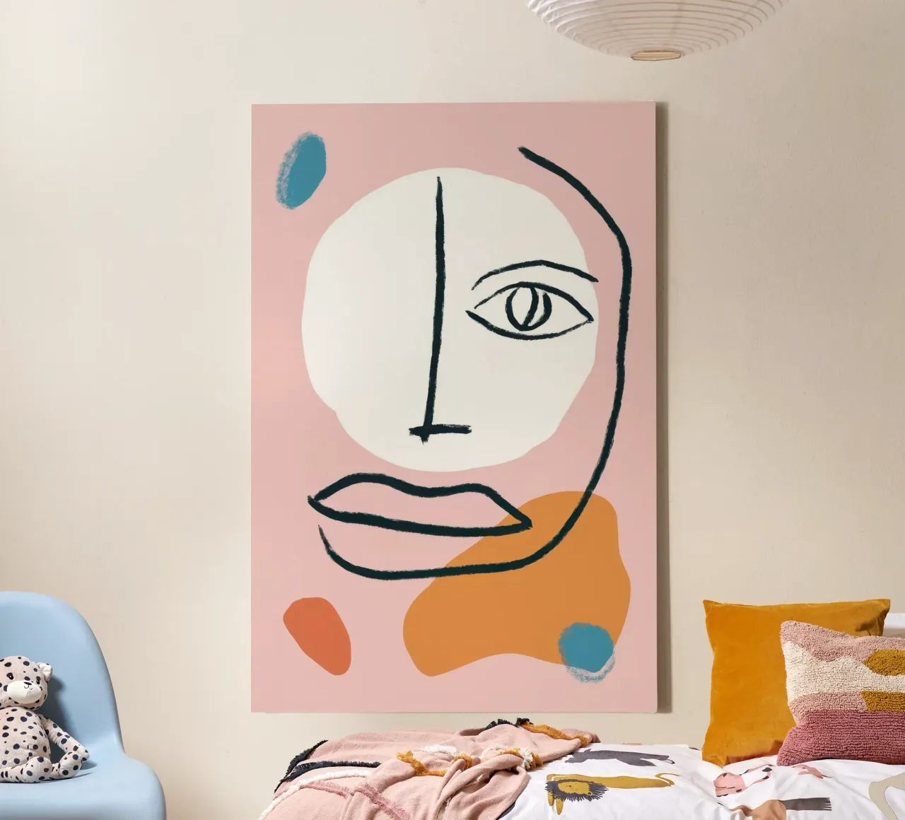 Contemplative Line Face Leinwand mit Schattenfugenrahmen von Luna Aura