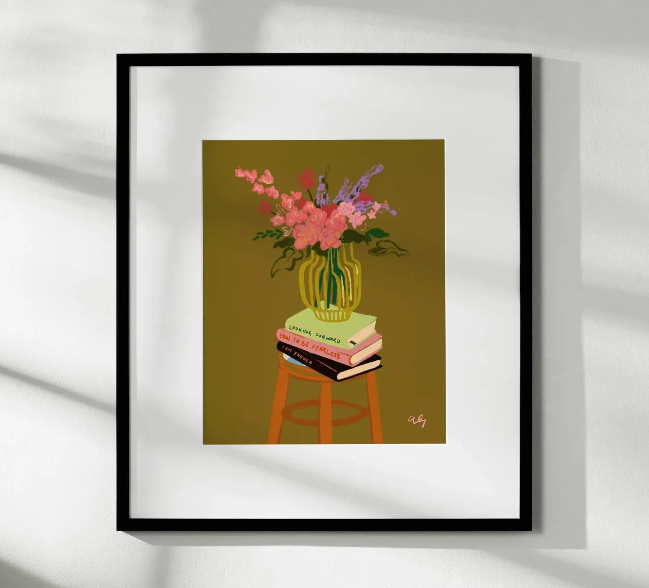 Flowers in Vase poster con telaio in alluminio da Arty Guava