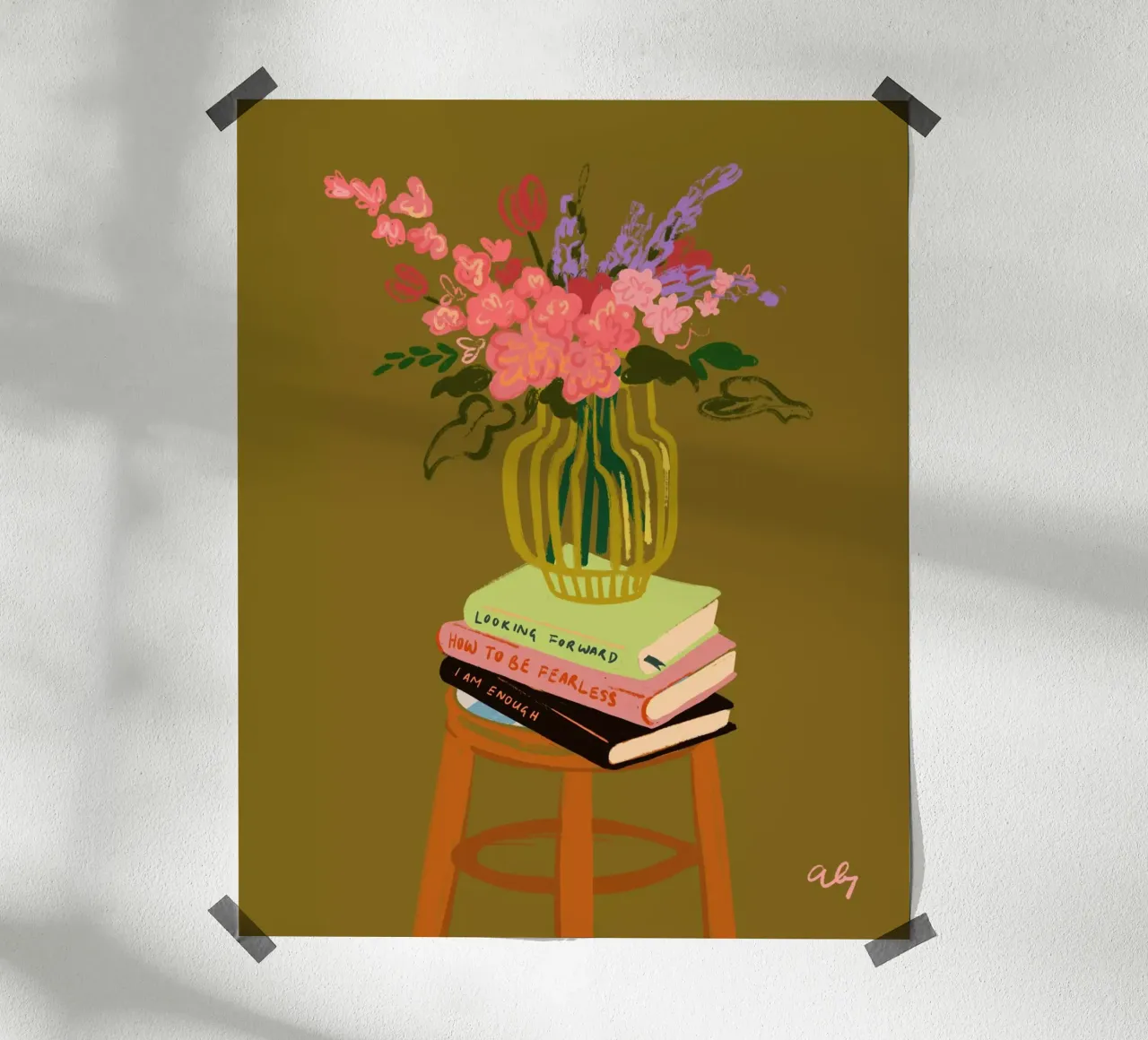 Flowers in Vase poster con telaio in alluminio da Arty Guava