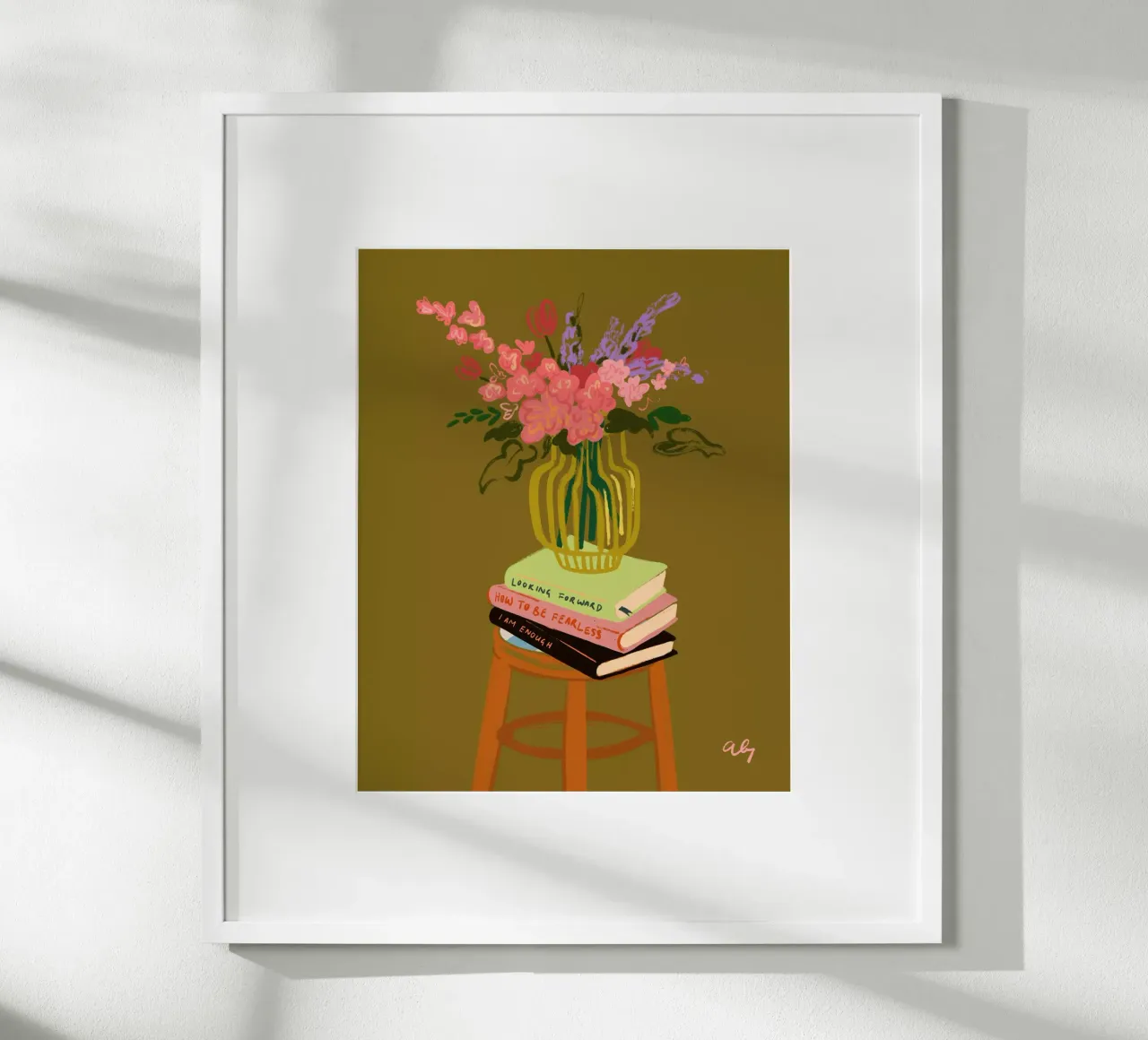 Flowers in Vase poster con telaio in alluminio da Arty Guava