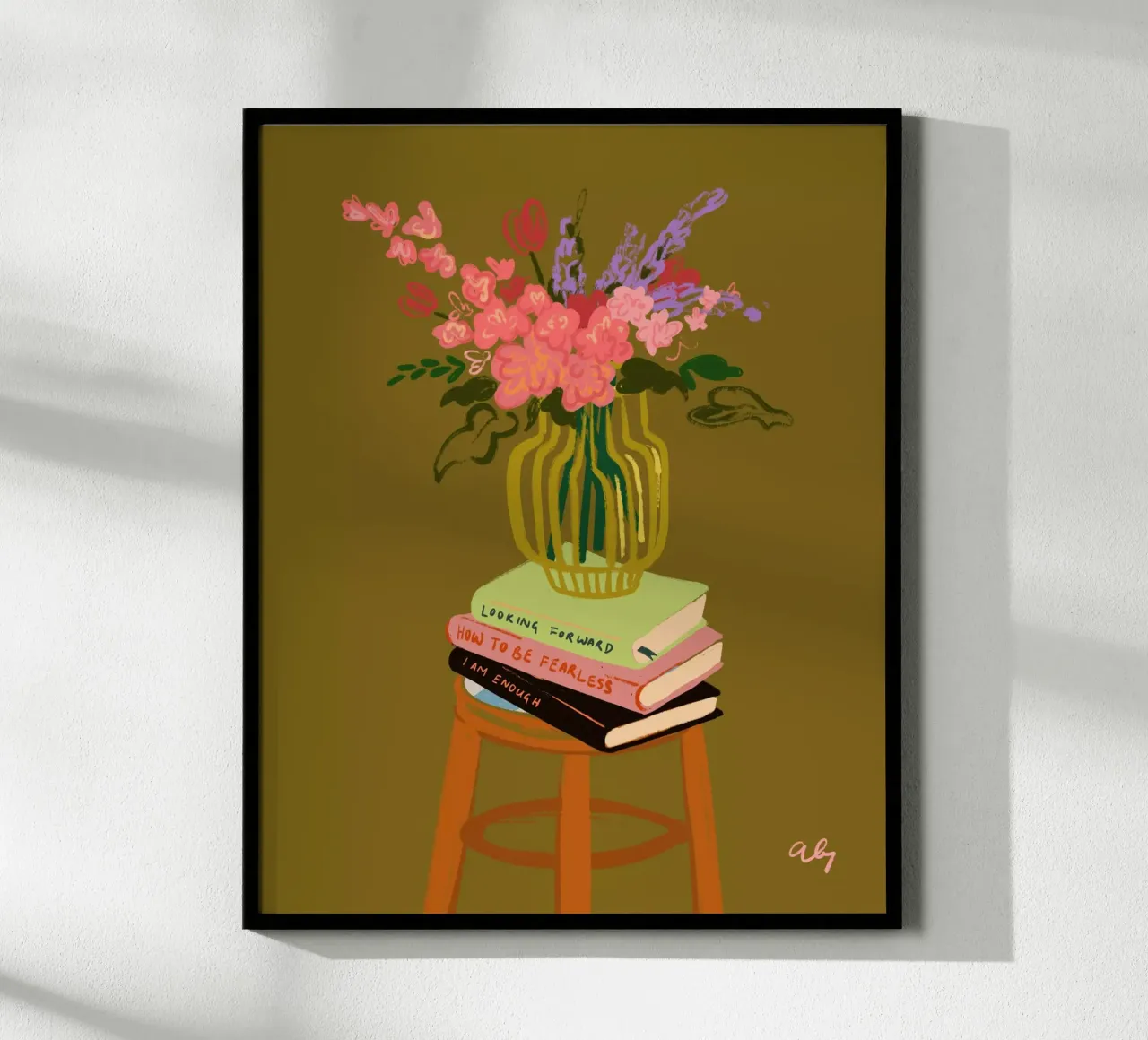Flowers in Vase poster con telaio in alluminio da Arty Guava