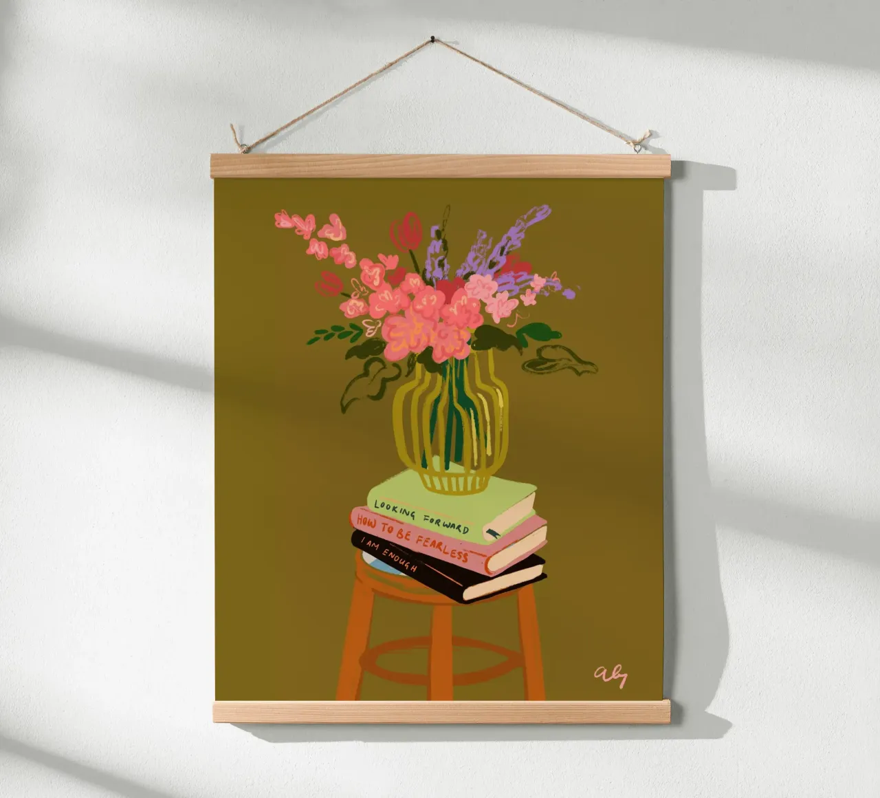 Flowers in Vase poster con telaio in alluminio da Arty Guava