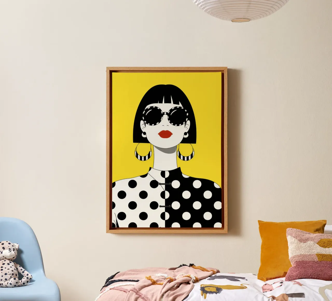 Diva pop a pois tela con Cornice a cassetta da Luna Aura