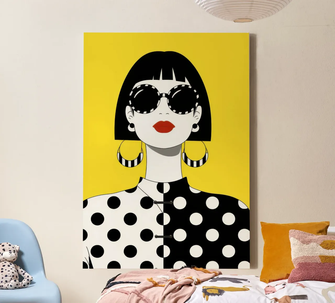 Diva pop a pois tela con Cornice a cassetta da Luna Aura
