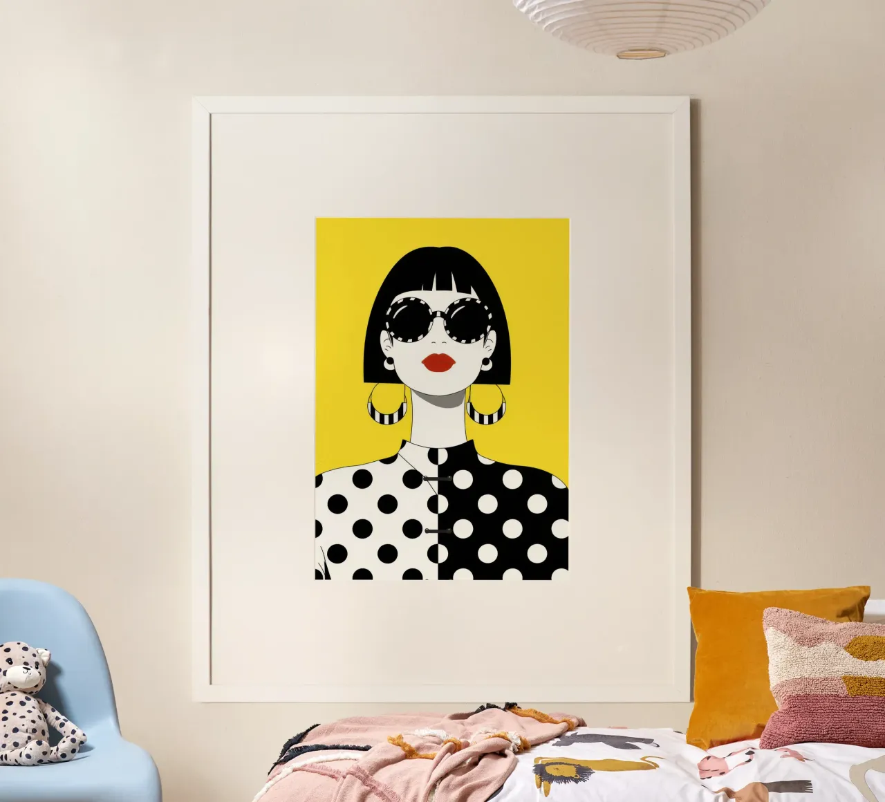 Diva pop a pois poster con telaio in legno da Luna Aura