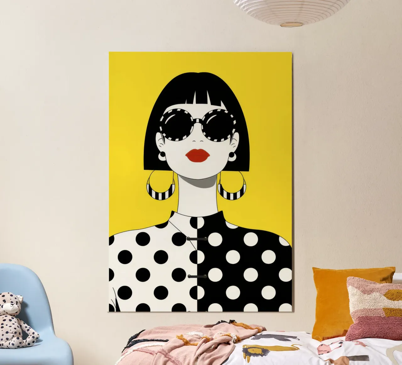 Diva pop a pois poster con telaio in legno da Luna Aura