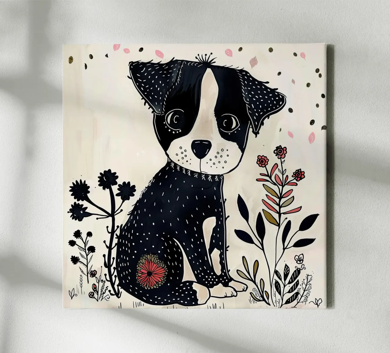 Gevlekte puppy canvas met Baklijst van DaarbyN