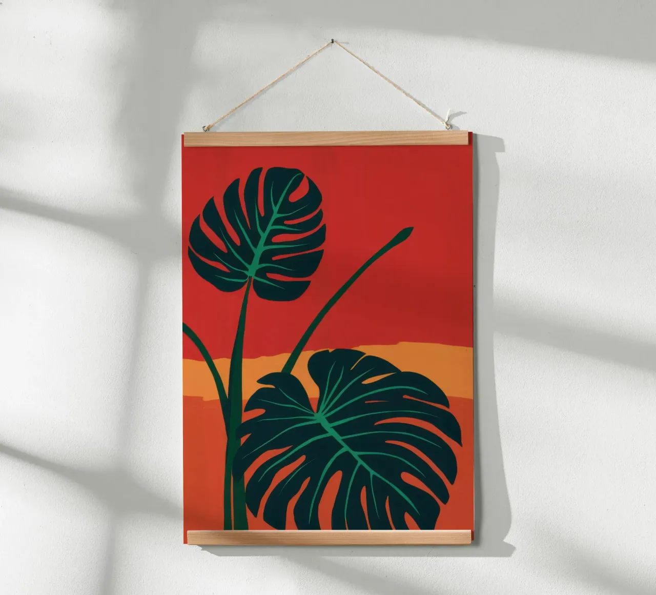 Monstera in rosso poster da Luna Aura