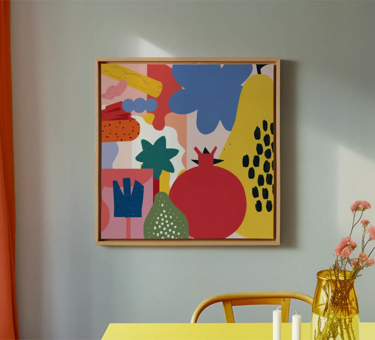 Pomegranate Pop Art canvas with Floater frame by Irish Strokes