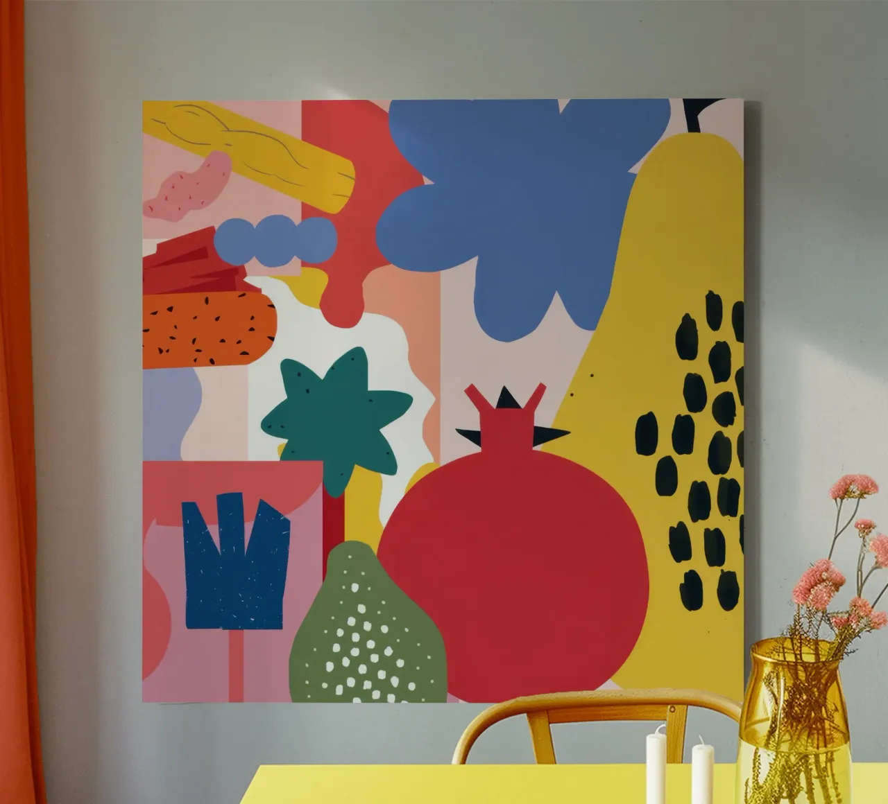 Pomegranate Pop Art canvas with Floater frame by Irish Strokes