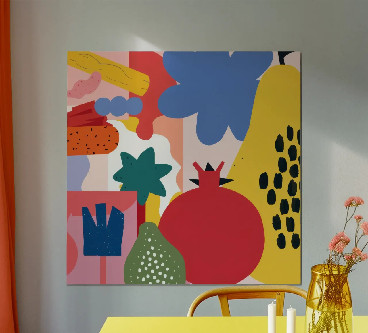 Pomegranate Pop Art poster con telaio in legno da Irish Strokes