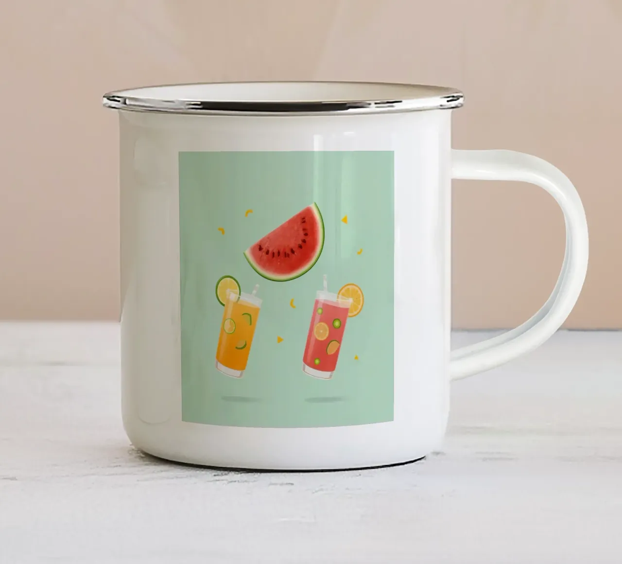 Succhi di frutta con fette di anguria e coriandoli tazza in smalto da DesignDoodle
