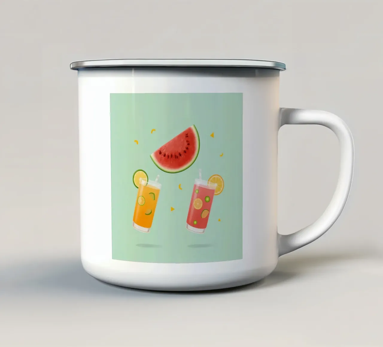 Succhi di frutta con fette di anguria e coriandoli tazza in smalto da DesignDoodle