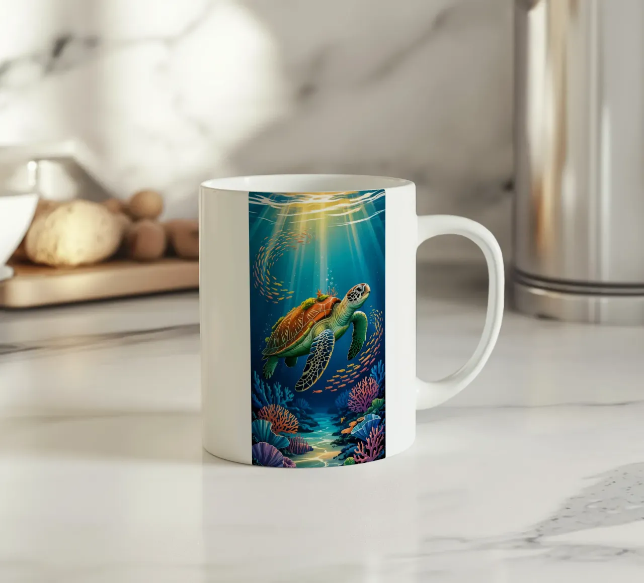 Turtle in a Beautiful Sea tazza in ceramica da Jeff Studio