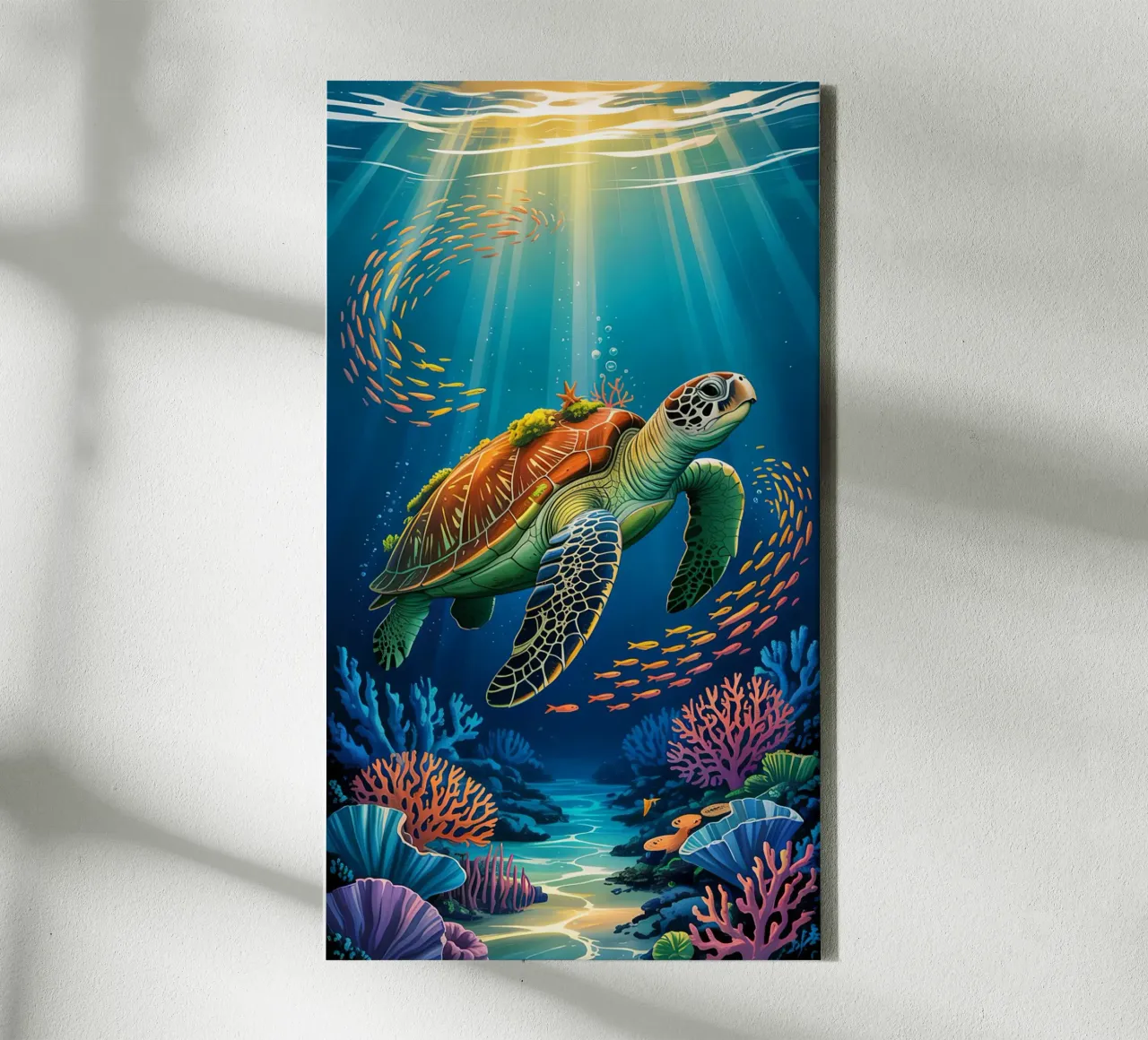 Turtle in a Beautiful Sea tela con Cornice a cassetta da Jeff Studio